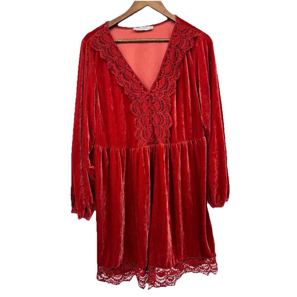 RUSTTYDUSTTY Mini Dress Burnt Orange Velvet Babydoll Boho Festival Cottage Fairy